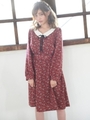 3way襟付きワンピース/レッド柄