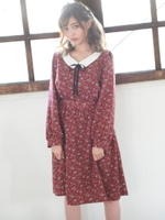 3way襟付きワンピース/レッド柄