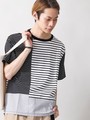 WEGO/ミックスパネルボーダーTシャツ