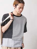 WEGO/ミックスパネルボーダーTシャツ