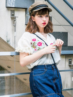 WEGO/刺繍スキッパーシャツ