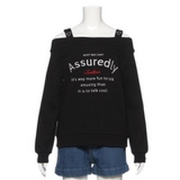 【54%OFF】オフショルダーロゴトップス