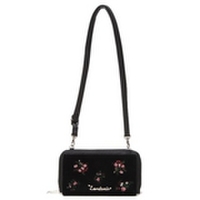 【45%OFF】ショルダーストラップベロアお花刺しゅう入り財布