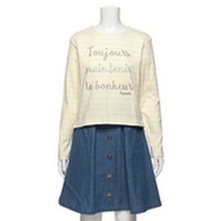 【50%OFF】【キッズサイズ向け】ロゴ刺しゅう入りボーダーTシャツ×ウエスト切り替えドッキングワンピースセット