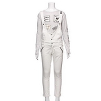 【50%OFF】【ニコ☆プチ掲載】ロゴ刺しゅう入り7分丈スキニーサロペット