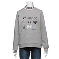 【50%OFF】ハイネックボーダーTシャツ＆リボンモチーフトレーナーセット