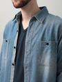 【Made in Japan】DENIM RIVETED SHIRT USED WASH/デニムワークシャツ　ユーズドウォッシュ