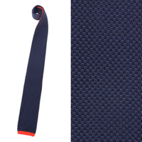 【新品】 ニットタイ 142×6.5cm バーバリーブラックレーベル 49343 BURBERRY BLACK LABEL ネイビー系×オレンジ系 メンズ