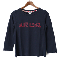 【新品】 ロゴ入り七分丈カットソー 38 バーバリーブルーレーベル 48934 BURBERRY BLUE LABEL ネイビー系 レディース