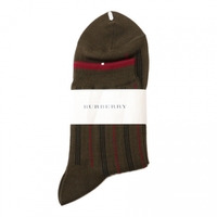 【新品】 靴下（ストライプ） 25〜27 バーバリー 53407 BURBERRY モスグリーン系 メンズ