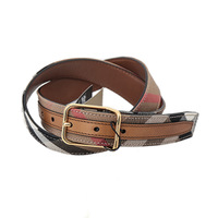 【新品】チェックベルト サイズ75 バーバリー ロンドン　ブラウン系 y-000420 メンズ