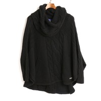 オフタ―トルケーブルニットケープ 38 バーバリーブルーレーベル 76415 BURBERRY BLUE LABEL ブラック レディース