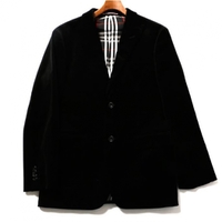 カットパイル地ピークドラペルテーラードジャケット M バーバリーブラックレーベル 67239 BURBERRY BLACK LABEL ブラック メンズ