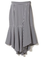 ギンガムチェックラップ風スカート/グリーン