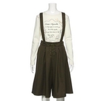 【50%OFF】サスペンダーつきレースアップガウチョパンツ