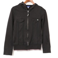 ジップアップコットンパーカー 38 バーバリーブルーレーベル 72551 BURBERRY BLUE LABEL ブラック レディース