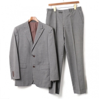 ストライプセミピークドラペルテーラードジャケットスーツ 38L バーバリーブラックレーベル 72854 BURBERRY BLACK LABEL グレー メンズ