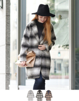 チェックシャギーチェスターコート