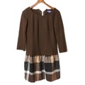 チェック切替ウールワンピース 38 バーバリーロンドン br01001236 BURBERRY LONDON ブラウン レディース
