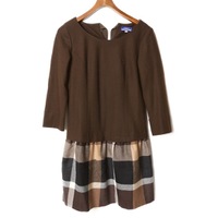 チェック切替ウールワンピース 38 バーバリーロンドン br01001236 BURBERRY LONDON ブラウン レディース