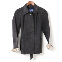 チェック切替比翼ベルト付ショートコート 38 バーバリーブルーレーベル 01000483 BURBERRY BLUE LABEL ブラック レディース