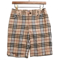 チェック柄折り返しハーフパンツ ベージュ 36 バーバリーブルーレーベル 68181 BURBERRY BLUE LABEL ベージュ レディース