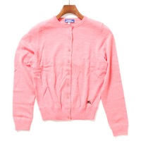 ニットカットソー付ノーカラーロゴ刺繍ニットカーディガン 38 バーバリーブルーレーベル 65321 BURBERRY BLUE LABEL ピンク レディース