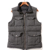 ハイネック4つポケットリバーシブルウールダウンベスト M バーバリーブラックレーベル 65178 BURBERRY BLACK LABEL グレー メンズ