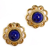 バーバリーズ デザインイヤリング 28047 ゴールド＆ネイビー系 レディース 可愛らしい花型