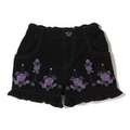 【50%OFF】バラ刺しゅう裾フリルつきショートパンツ