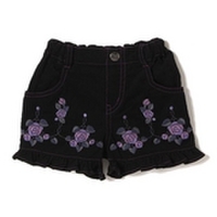 【50%OFF】バラ刺しゅう裾フリルつきショートパンツ