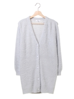 フェザーヤーンVネックカーディガン/ライトグレー