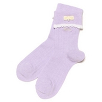 【50%OFF】リボンつき折り返しクルーソックス