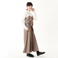 【50%OFF】リボンベルトつきグレンチェック柄ワイドパンツ