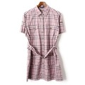 帯付ロング丈チェックシャツ 46 バーバリーロンドン 62213 BURBERRY LONDON パープル系 レディース