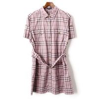 帯付ロング丈チェックシャツ 46 バーバリーロンドン 62213 BURBERRY LONDON パープル系 レディース