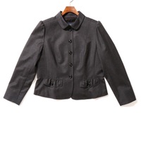 裏地チェックギャザーデザインラウンドカラージャケット 46 バーバリーロンドン 65154 BURBERRY LONDON グレー レディース