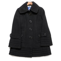 裏地チェックチンストラップ装飾ウールロングコート 40 バーバリーブルーレーベル 65903 BURBERRY BLUE LABEL ブラック レディース