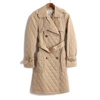 裏地ベルトチェックキルティングロングコート 38 バーバリーブルーレーベル 68313 BURBERRY BLUE LABEL ベージュ レディース