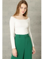 リブボートネックニットプルオーバー/ホワイト(030)