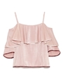 配色フリルオフショルトップス/PNK