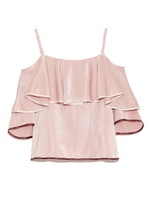 配色フリルオフショルトップス/PNK
