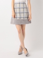 ふわるんチェックミニスカート/ライトグレー