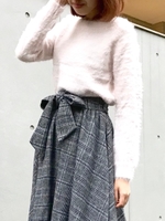 ボートネックシャギーニット/ピンク