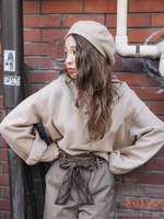 Vネックホルターリボンスウェット/ブラック