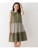 calian シアーMIXティアードワンピース/カーキ(027)