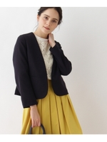 【WEB先行販売】Vネックノーカラージャケット/ブルー(095)