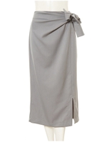 サイドリボンスリットタイトスカート/ブラウン