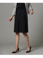 【UVカット・洗濯機で洗える】タックフレアスカート/ブラック(019)