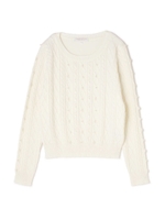 ビジューケーブルニット/ホワイト(030)